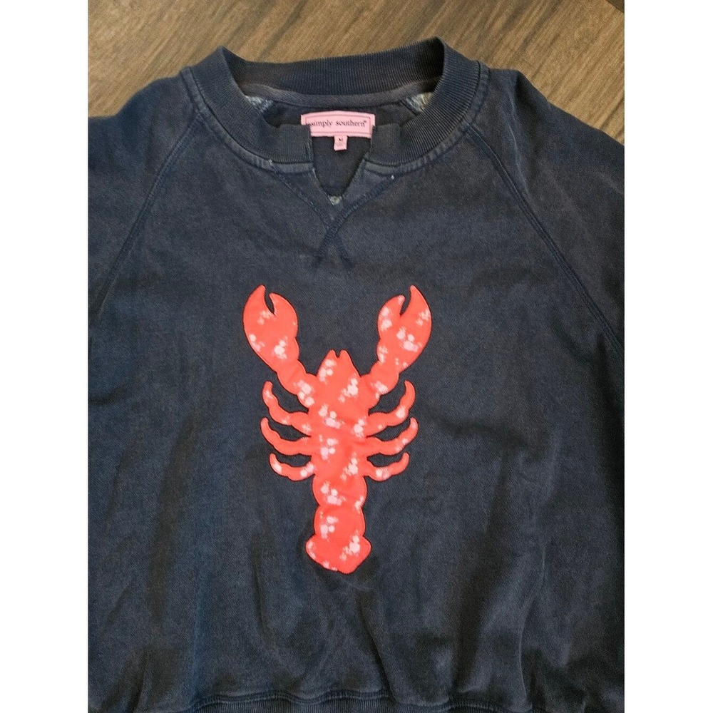 Simply Southern Lobster Summer Crew Sweatshirt Sz Med Coastal Prep New England - Picture 4 of 12